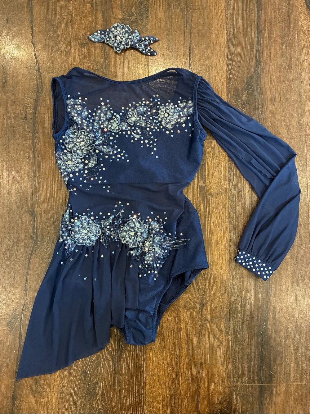 Glamour Brand AM Women's Navy One-Shoulder Embellished Dance costume